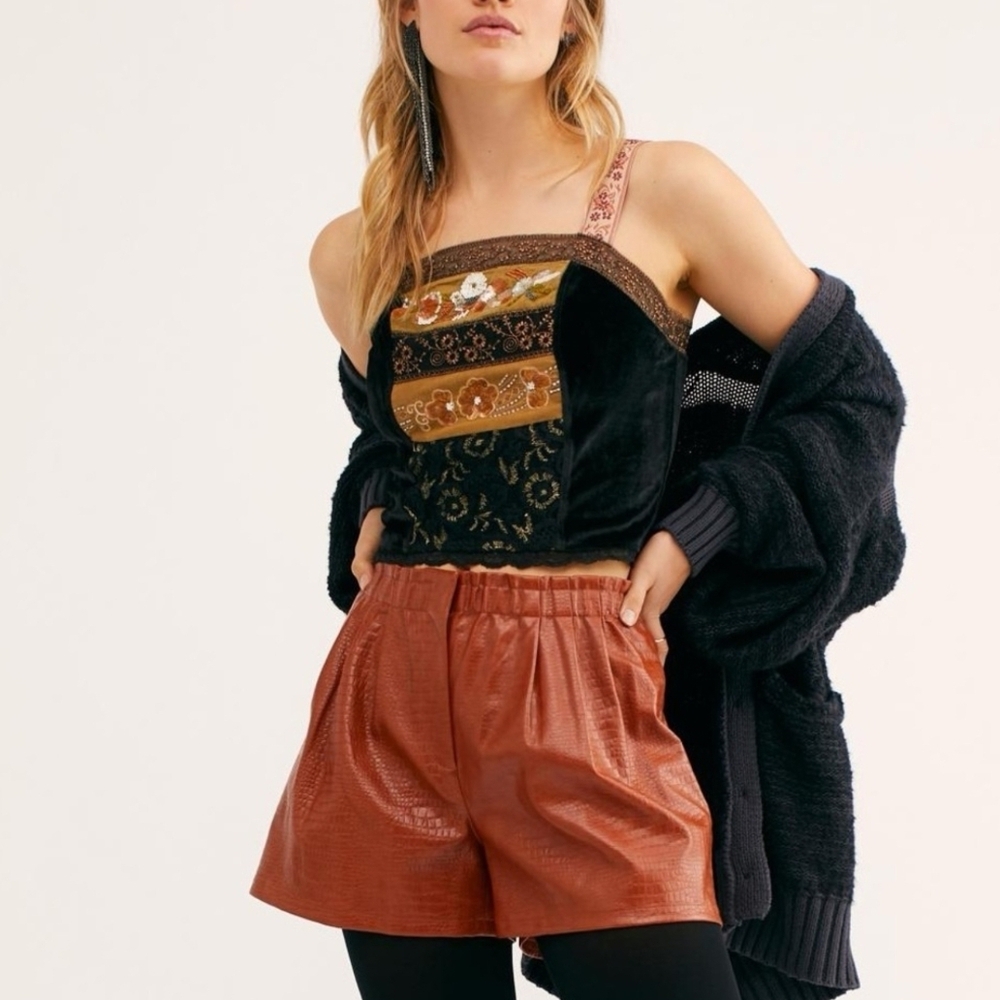 Free People Black and Gold Floral Tank Top - Picture 3 of 10